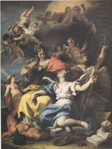 RICCI, Sebastiano Allegory of France as Minerva or Wisdom Who Treads Ignorance Underfoot and Crowns Martial Virtue (mk05) china oil painting image